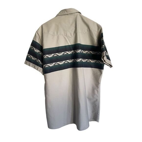 Corral West Ranch 1990s Wear Mens Beige Aztec Button-Up Short Sleeve Shirt Size - Picture 6 of 16